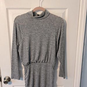 Express Supersoft Long Sleeve Mock Neck Dress, Grey Size S